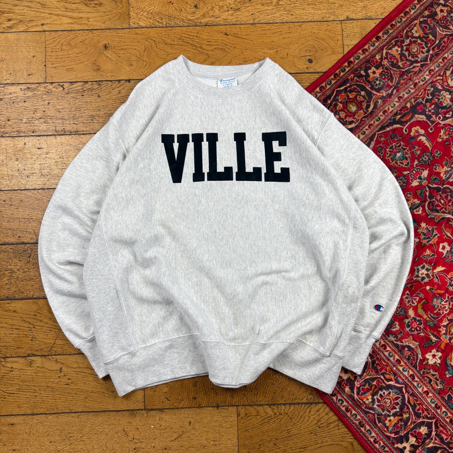 Vintage Champion USA College Grey Embroidered Sweatshirt - XL