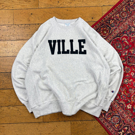 Vintage Champion USA College Grey Embroidered Sweatshirt - XL