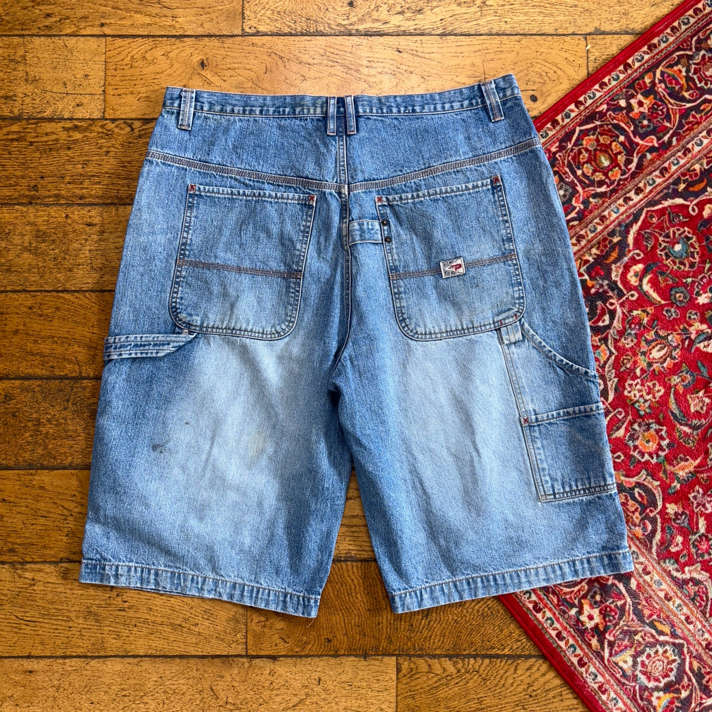 Vintage Paco Blue Embroidered Y2K Hip Hop Baggy Jeans Shorts Jorts - 40