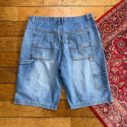 Vintage Paco Blue Embroidered Y2K Hip Hop Baggy Jeans Shorts Jorts - 40