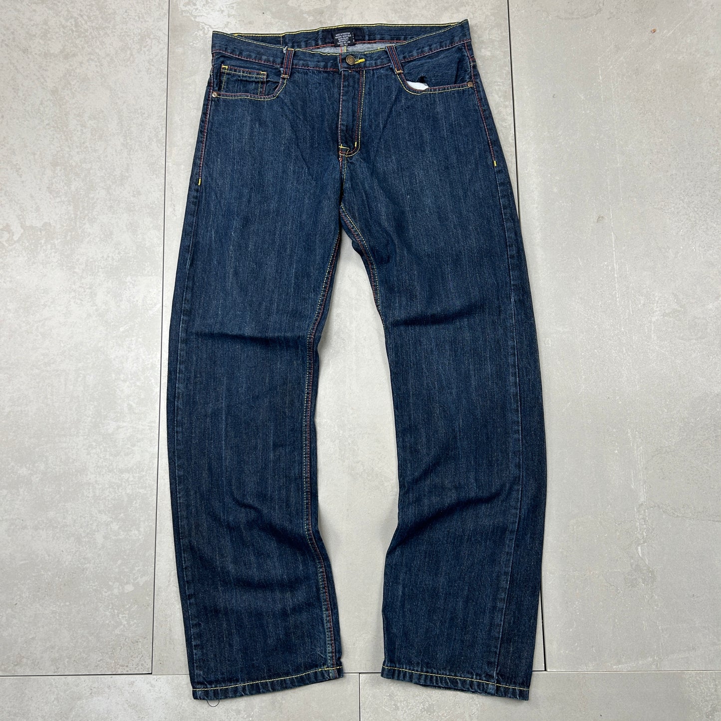 Vintage Embroidered Hip Hop Baggy Blue Jeans - 34