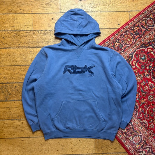Vintage Reebok Blue Hoodie Embroidered Sweatshirt - L