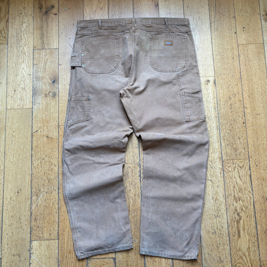 Vintage Dickies Workwear Brown Carpenter Baggy Trousers - 44
