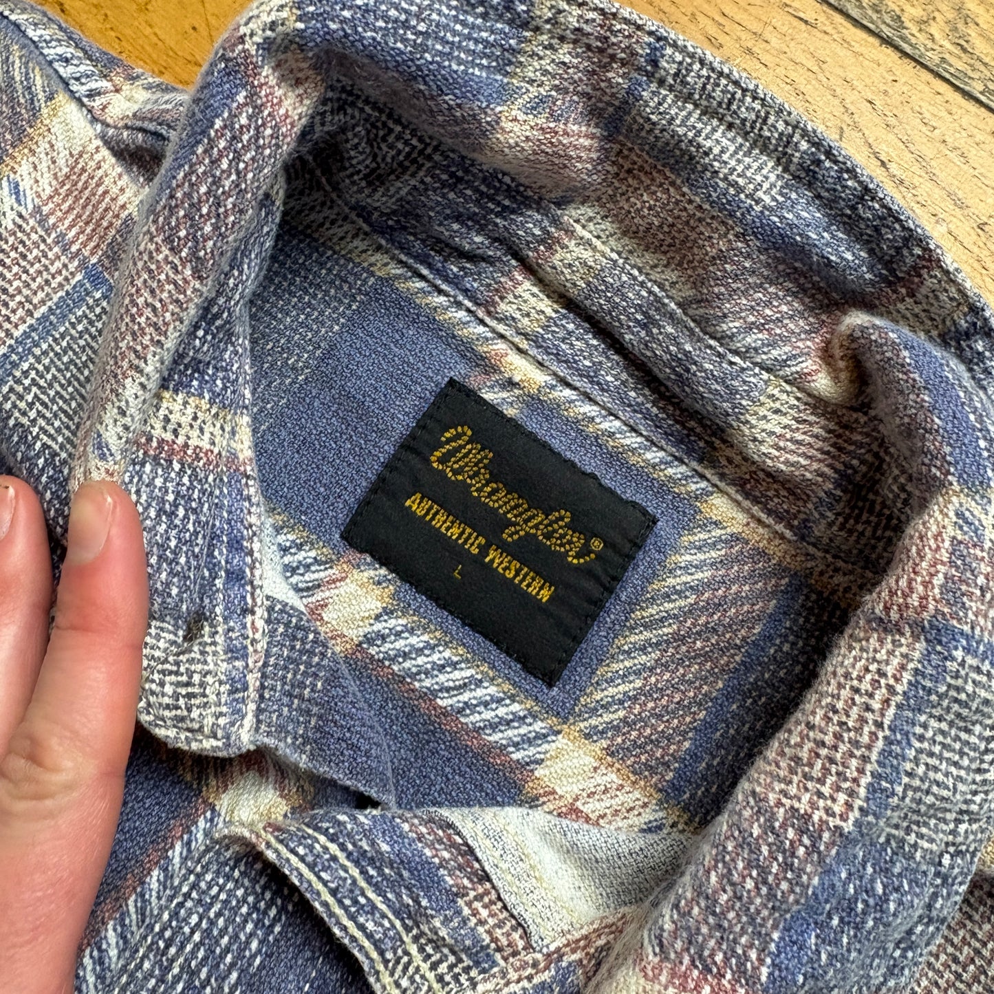 Vintage Wrangler Blue Check Flannel Shirt - L