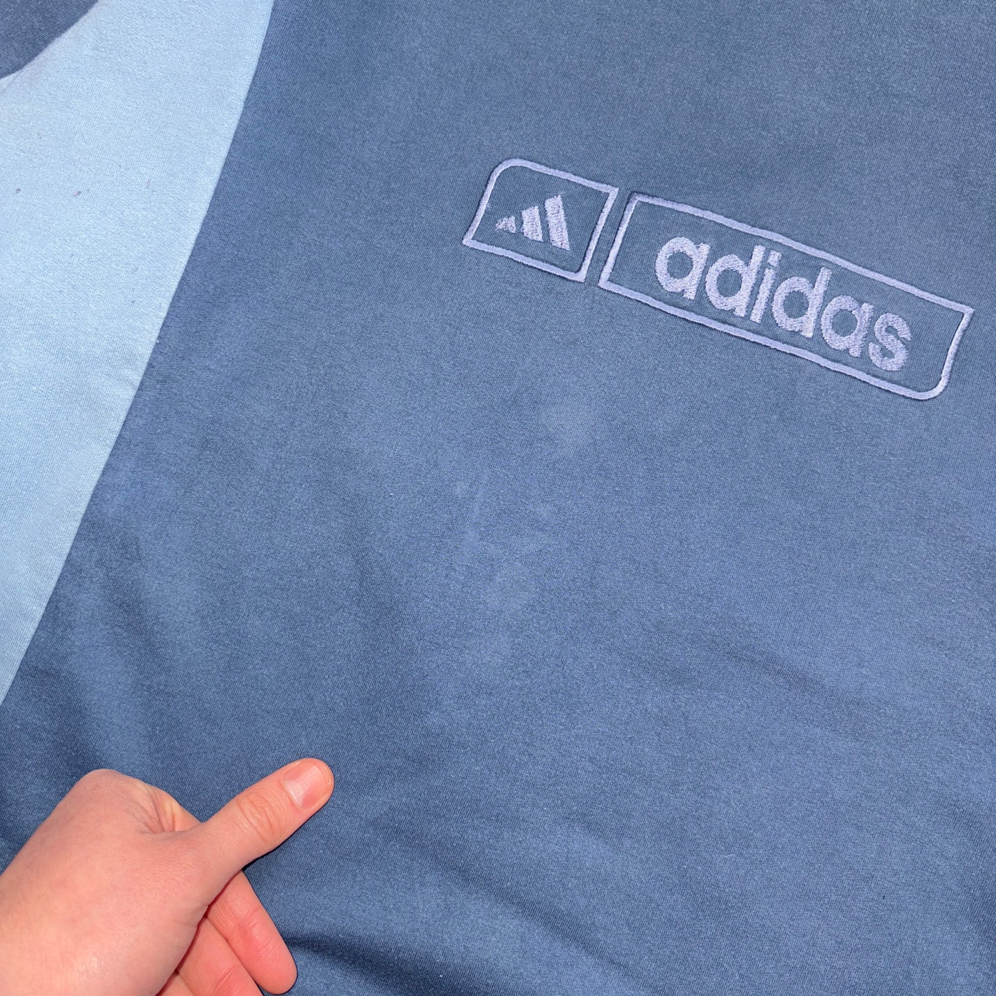 Vintage 90s Adidas Blue Embroidered Sweatshirt - M