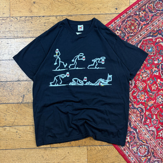 Vintage Beer Funny Black Graphic T-Shirt - M