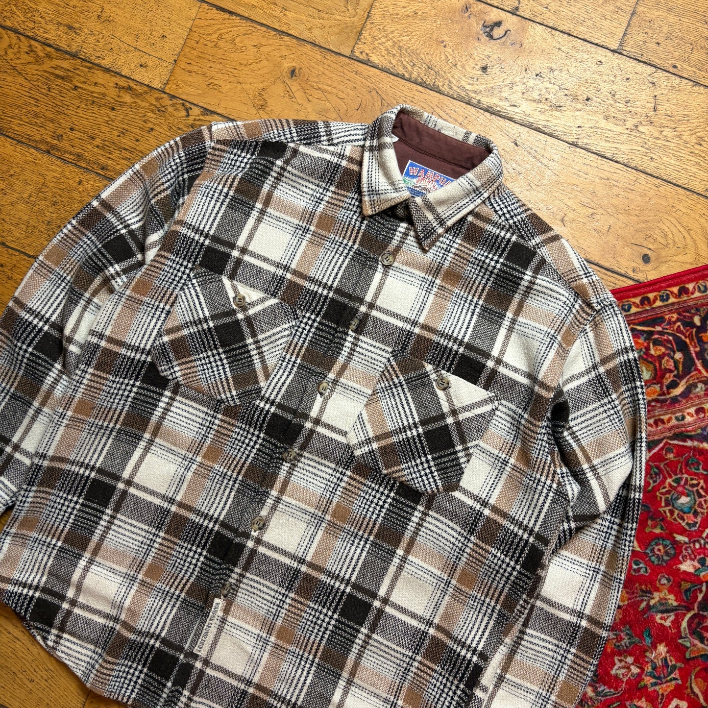 Vintage Wampum Cream Brown Flannel Shirt - L