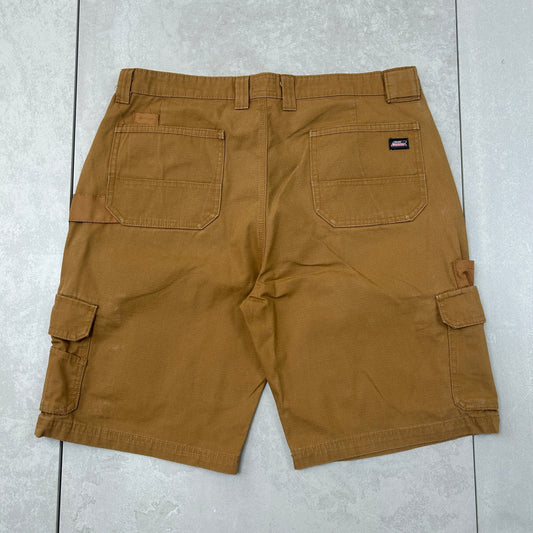 Vintage Dickies Workwear Carpenter Brown Baggy Shorts - 36