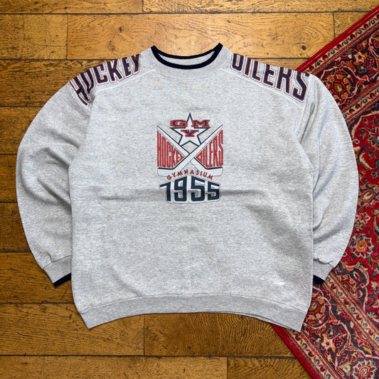 Vintage 90s Grey Athletic Graphic Sweatshirt - L