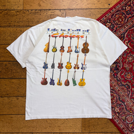 Vintage 1997 Guitar White Graphic T-Shirt - L