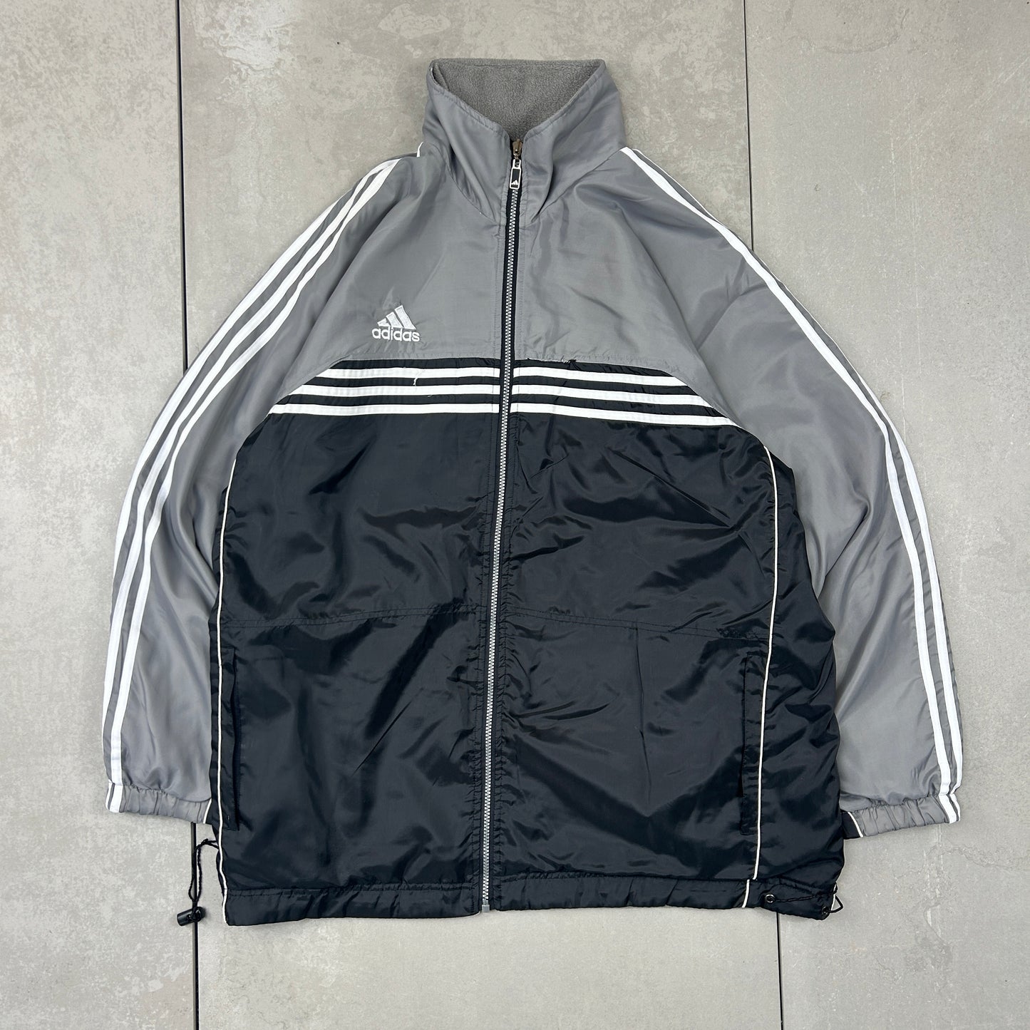 Vintage 00s Adidas Reversible Fleece Tracksuit Grey Shell Jacket - XL