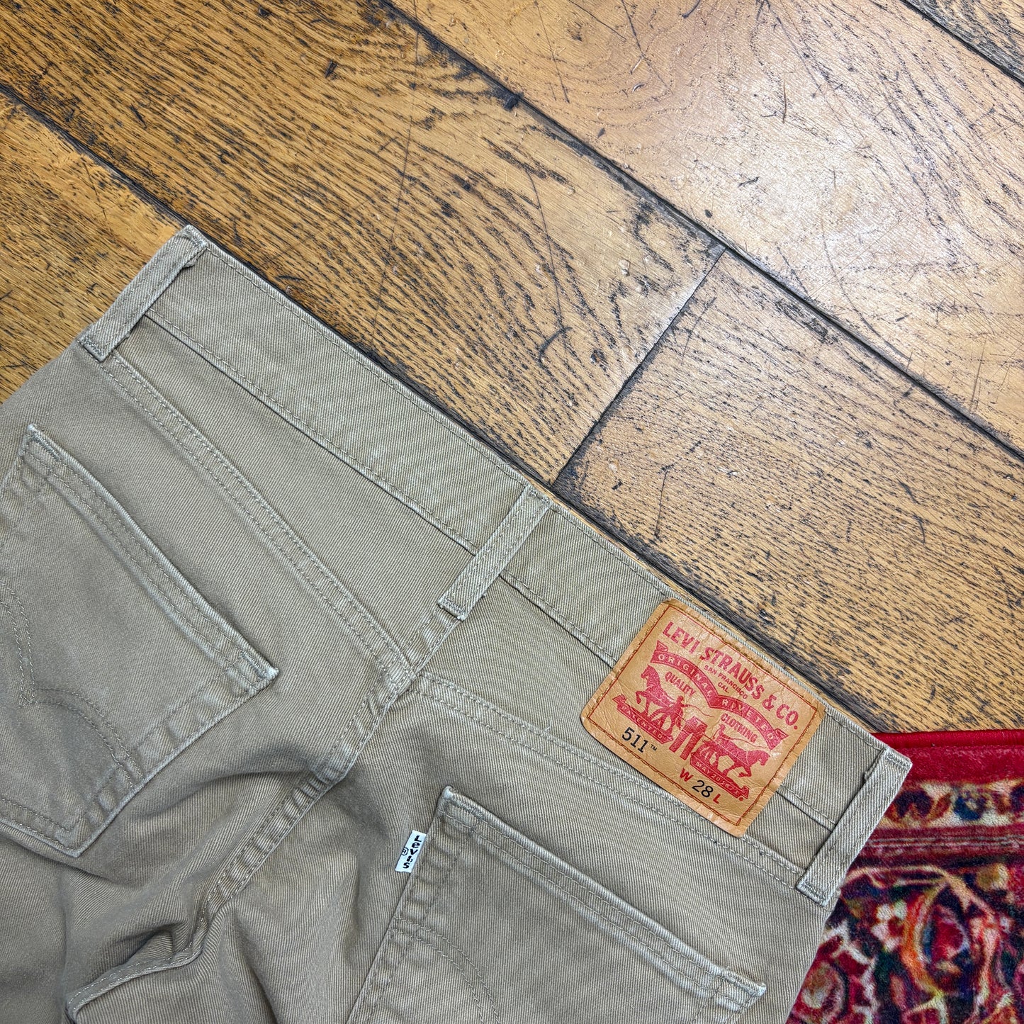Vintage Levis 511 Slim Cream Denim Shorts - 28