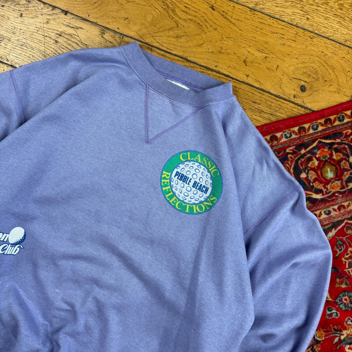 Vintage 90s Golf Purple Graphic Pebble Beach Sweatshirt - L