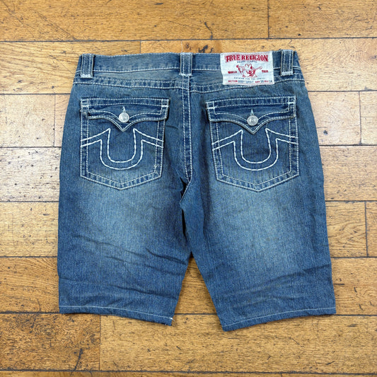 Vintage True Religion Blue Embroidered Y2K Shorts Jorts - 41
