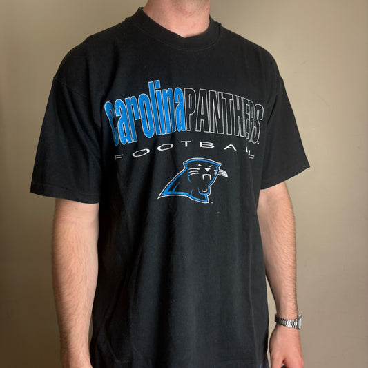 Vintage 1994 NFL Carolina Panthers Black Single Stitch Graphic T-Shirt - L