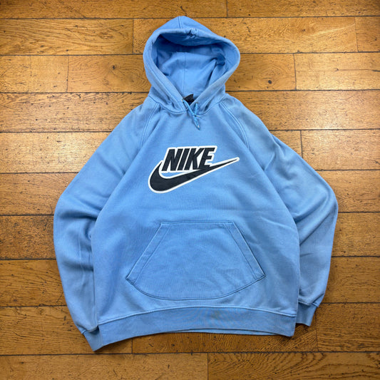 Vintage Nike Blue Embroidered Hoodie Sweatshirt - L