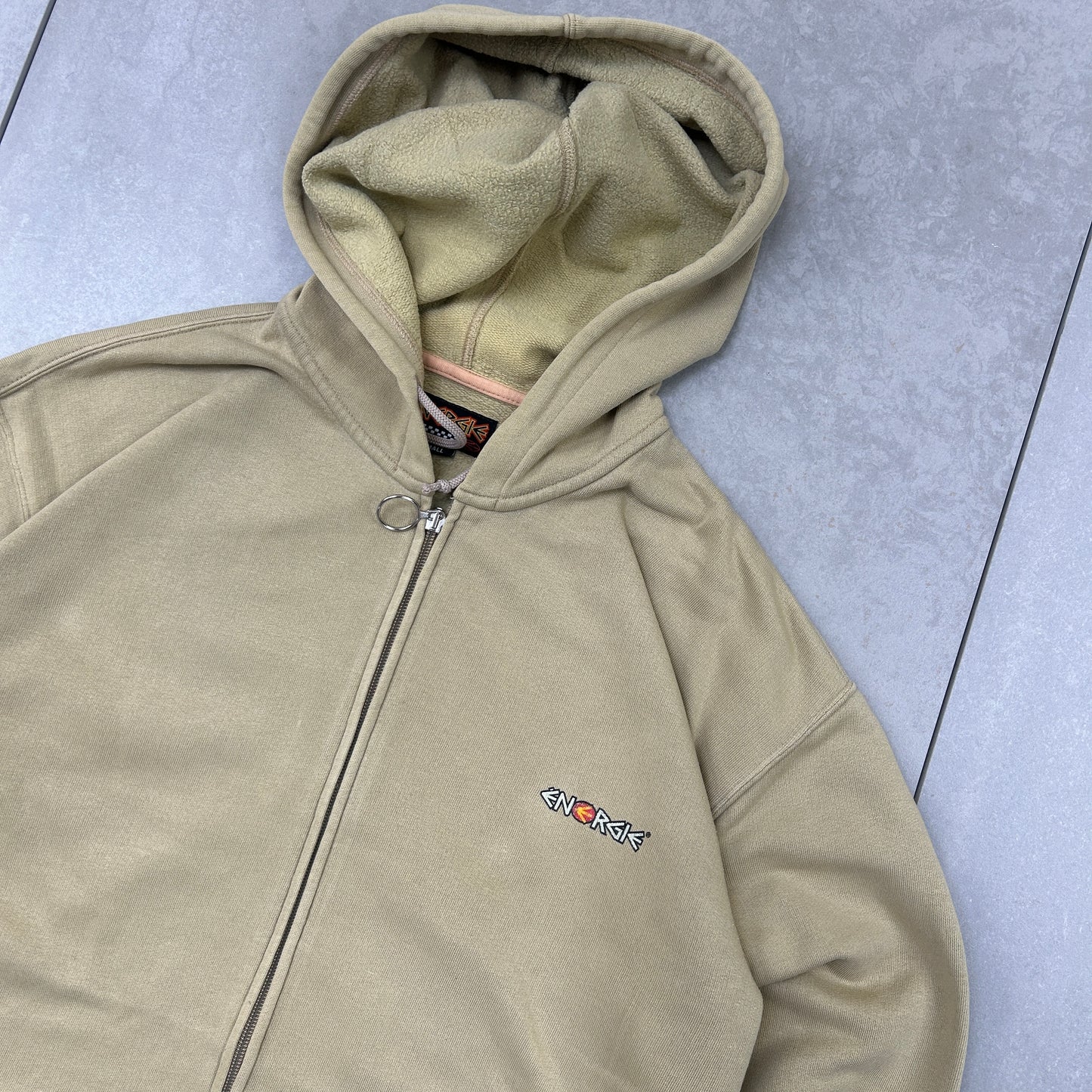 Vintage Energie Skate Skateboards Hoodie Cream Sweatshirt - S