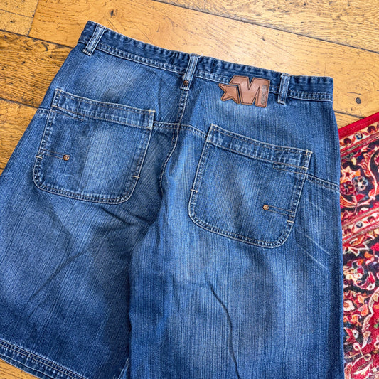 Vintage Mecca Embroidered Blue Hip Hop Baggy Shorts Jorts - 38