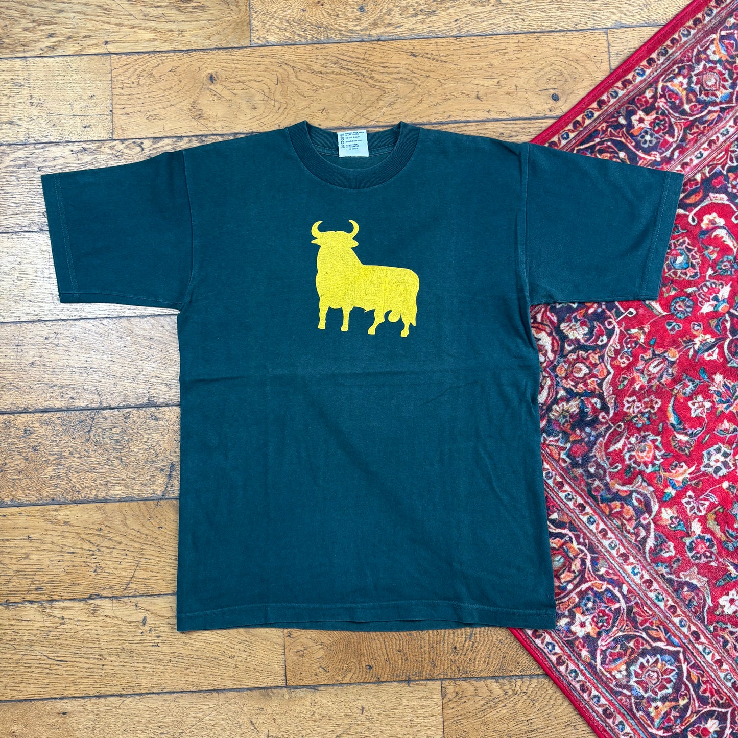 Vintage Funny Green Bull Graphic T-Shirt - S