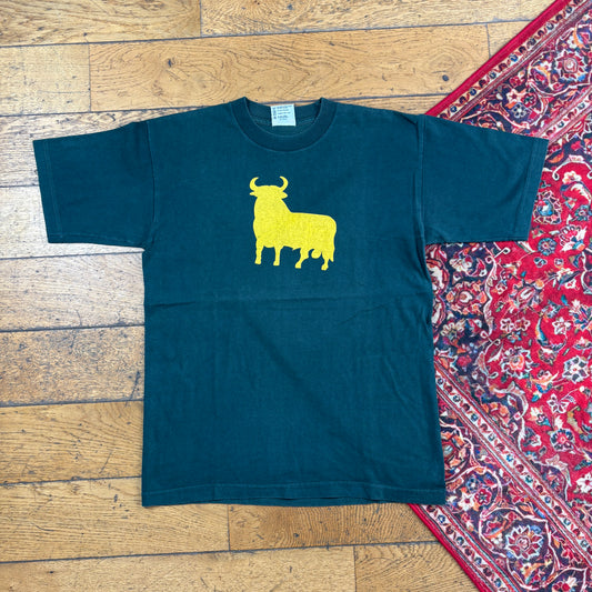 Vintage Funny Green Bull Graphic T-Shirt - S