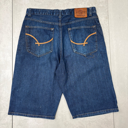 Vintage Ecko UNLTD Blue Embroidered Hip Hop Baggy Shorts Jorts - 34
