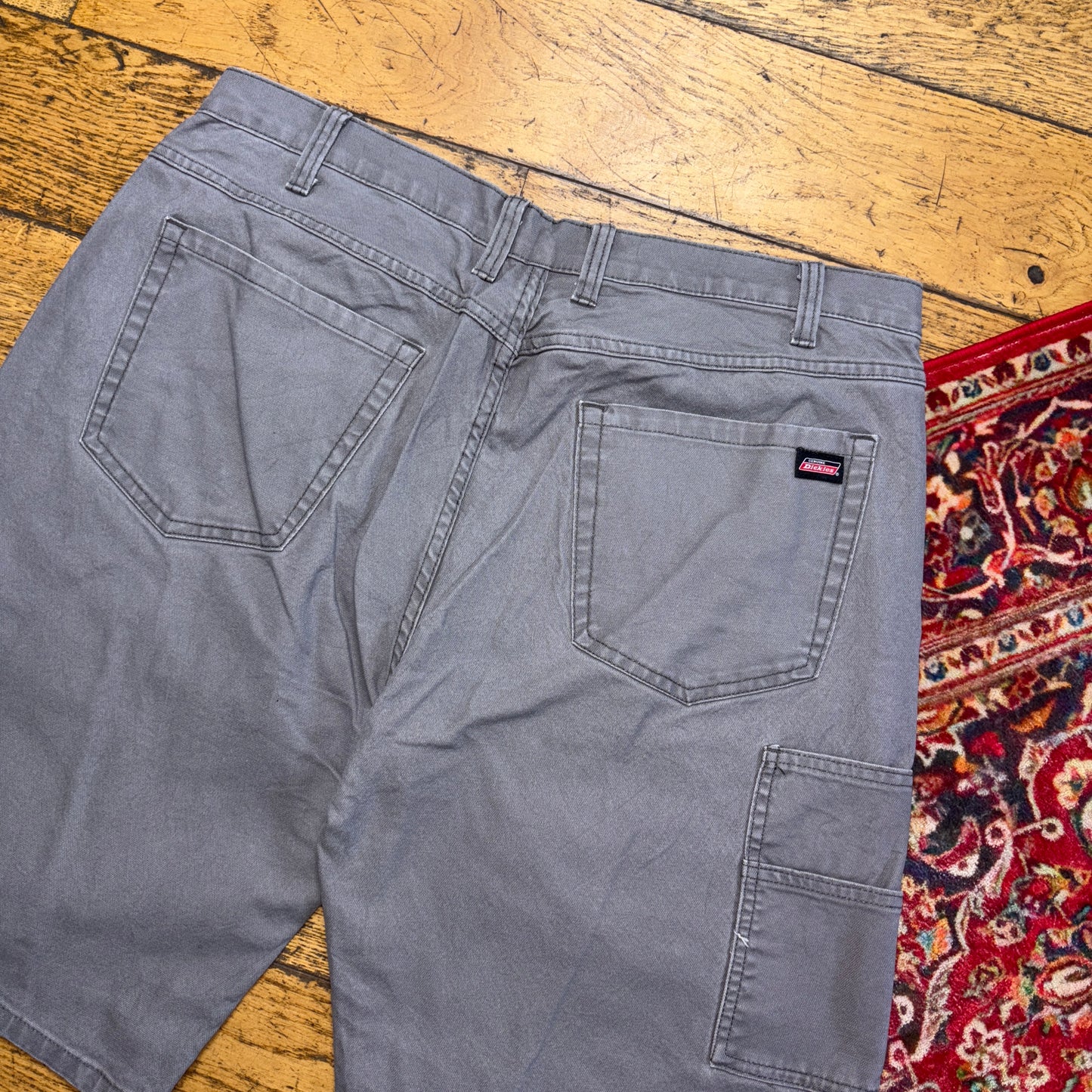 Vintage Dickies Workwear Carpenter Grey Baggy Shorts - 36
