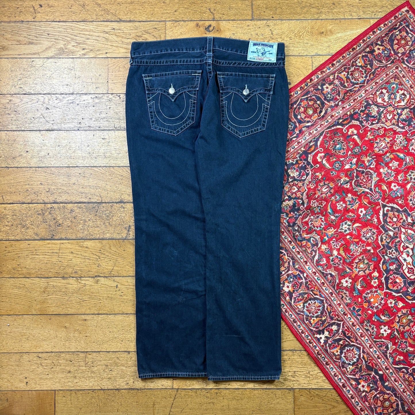 Vintage True Religion Navy Embroidered Y2K Hip Hop Baggy Jeans - 40