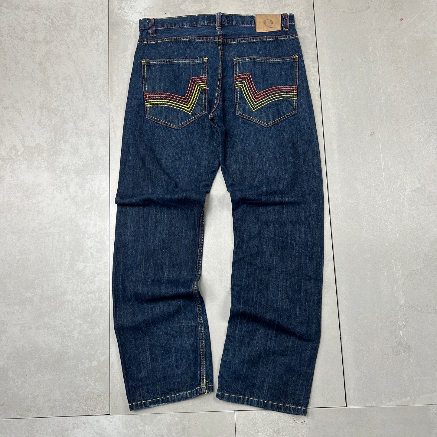 Vintage Embroidered Hip Hop Baggy Blue Jeans - 34