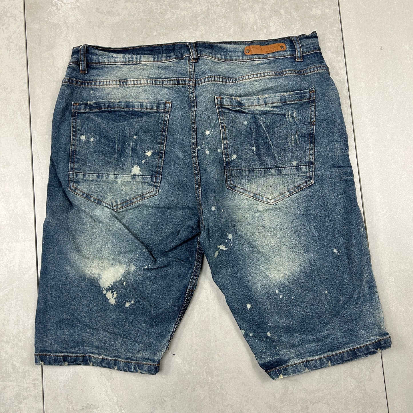 Vintage Moto Embroidered Hip Hop Baggy Blue Shorts Jorts - 36