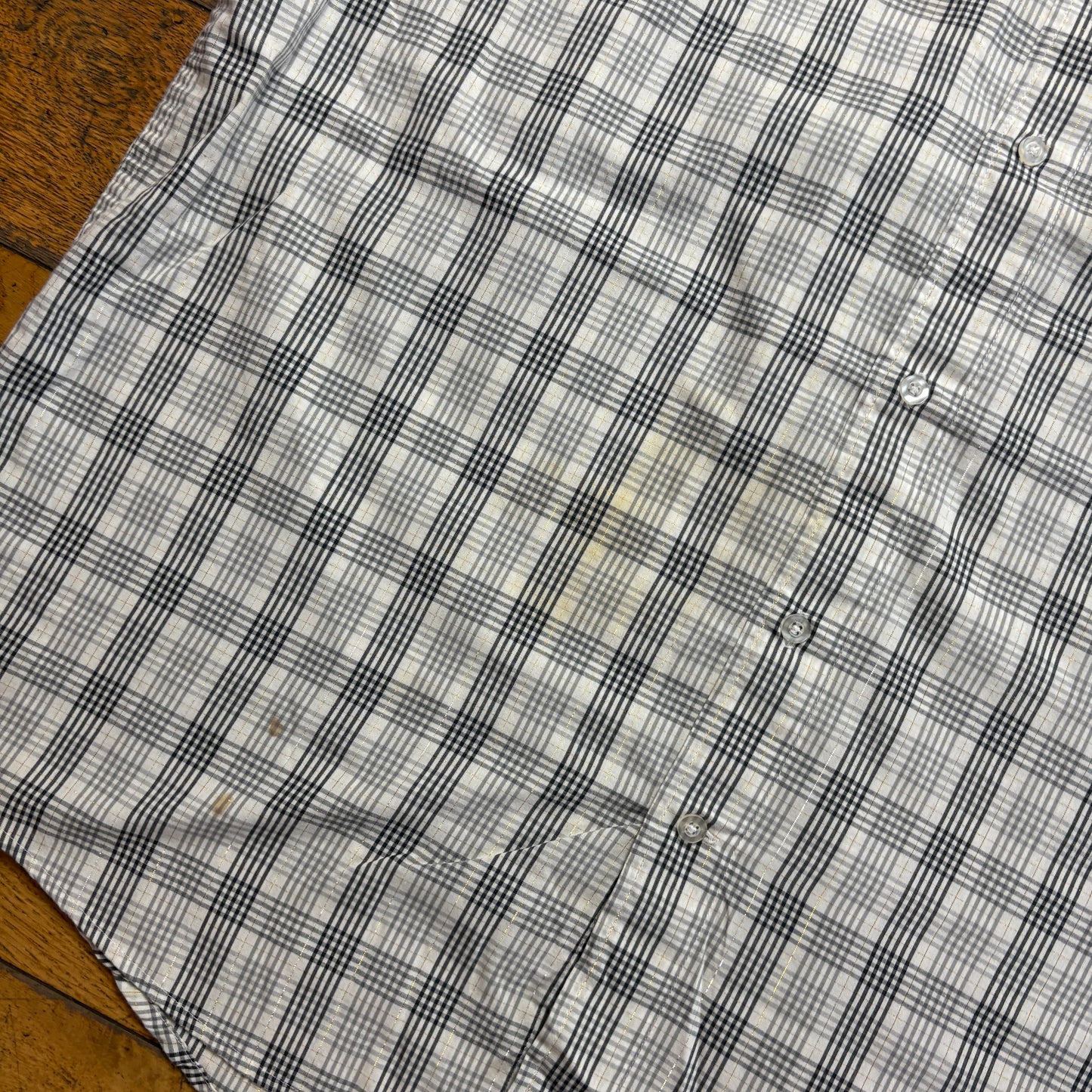 Vintage Avirex Grey White Short Sleeve Check Shirt - XL