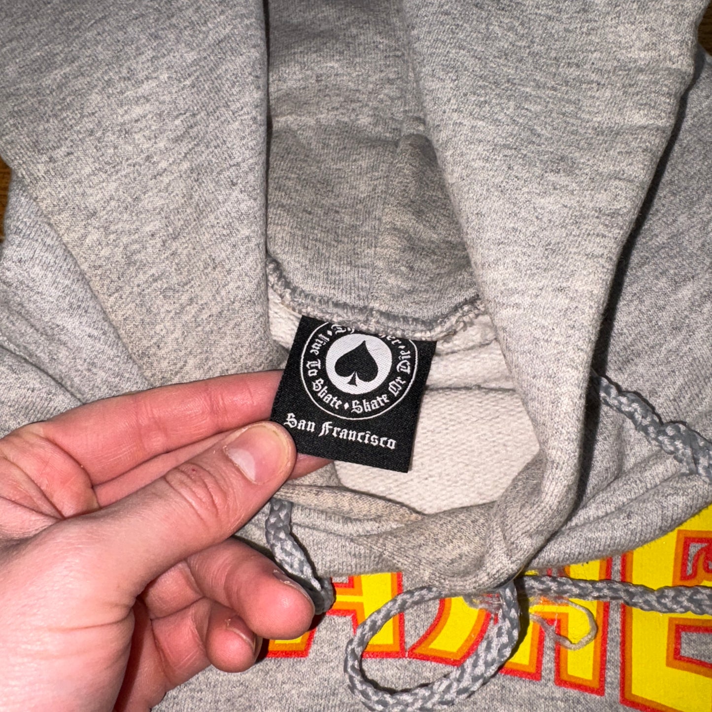 Vintage Thrasher Grey Skate Flames Hoodie Sweatshirt - M