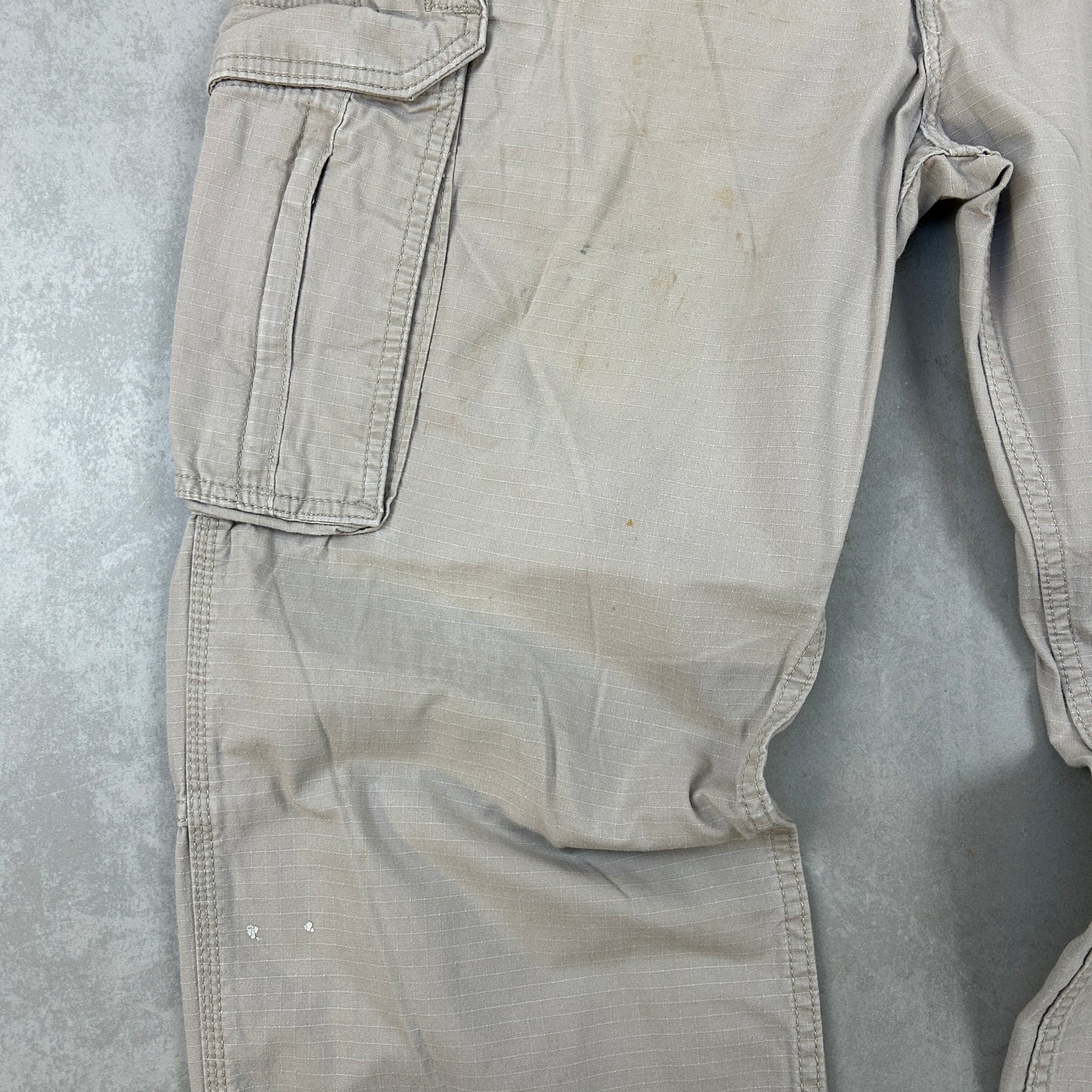 Vintage Carhartt Workwear Carpenter Cargo Cream Tan Baggy Trousers - 40