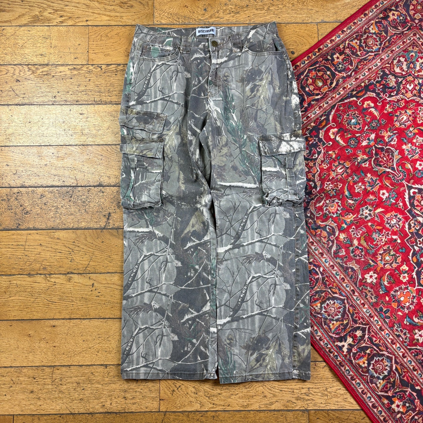 Vintage Real Tree Camo Cargo Green Hunting Workwear Trousers - 34