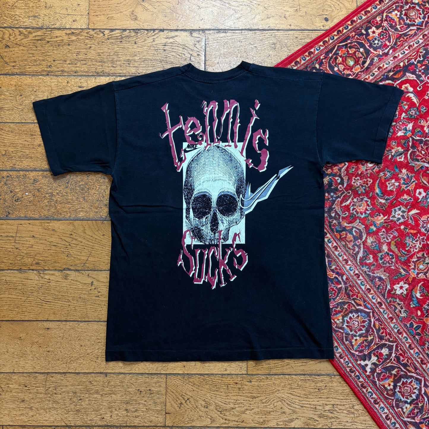 Vintage Nike Tennis Sucks Single Stitch Black Graphic T-Shirt - S