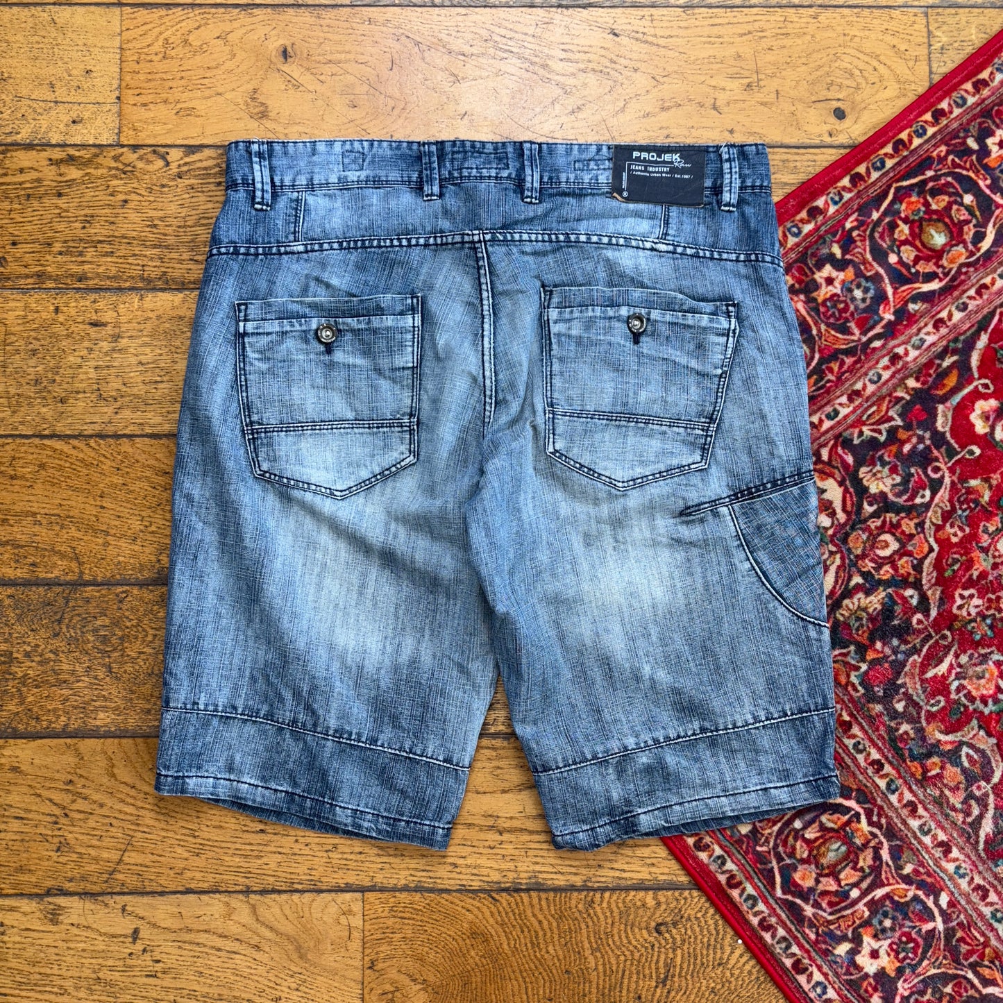 Vintage Hip Hop Blue Baggy Shorts Jorts - 36