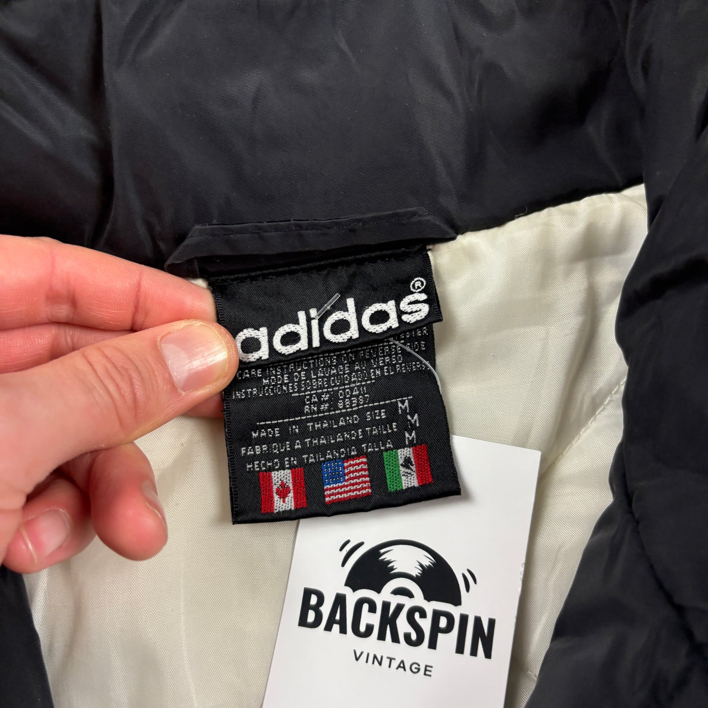 Vintage 90s Adidas Black Padded Jacket - M