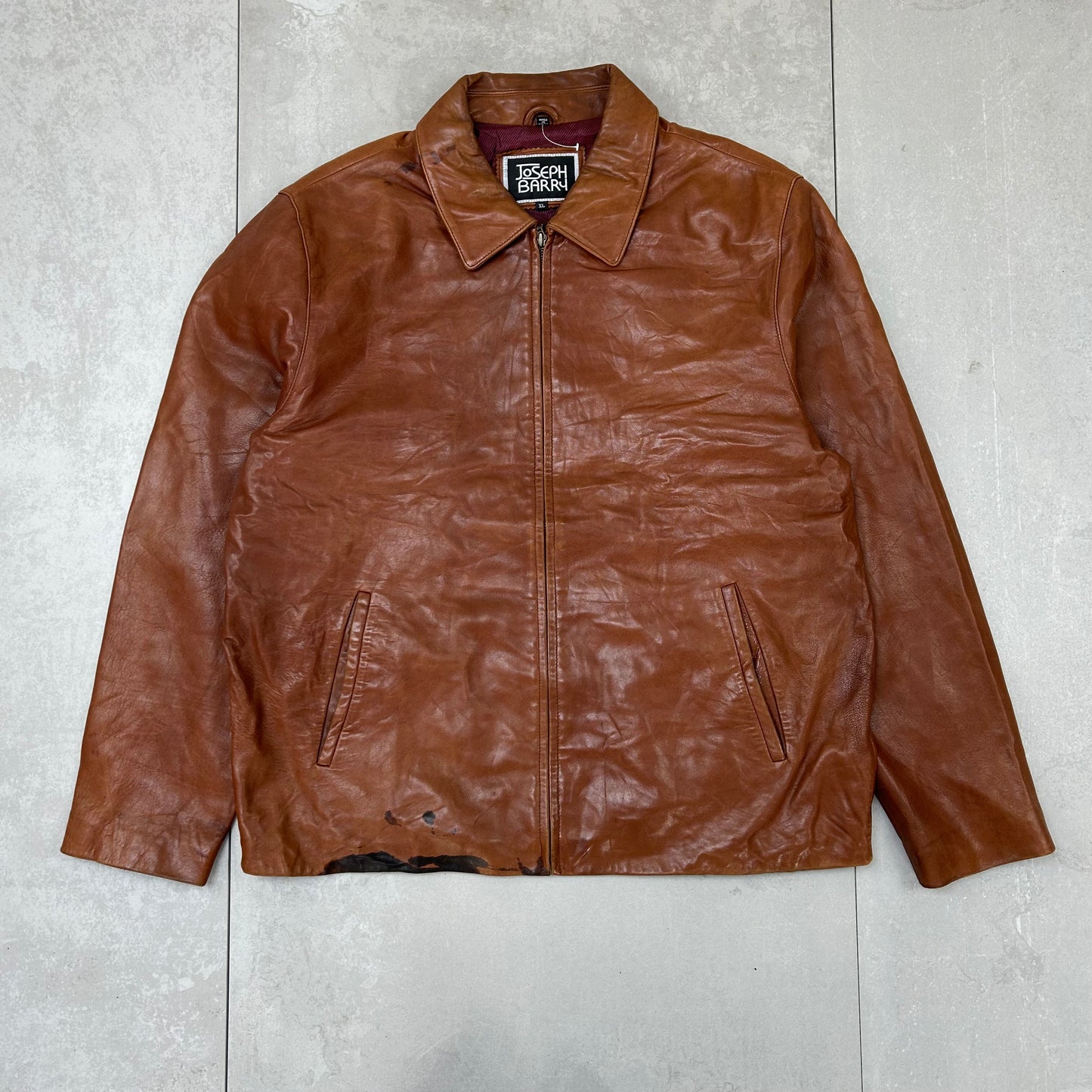 Vintage Leather Zip Up Jacket - X-Large