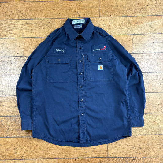 Vintage Carhartt Navy Workwear Embroidered Shirt - L