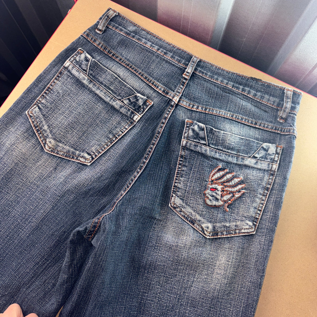 Embroidered Blue Japanese Denim Hip Hop Y2K Baggy Jeans - 30S