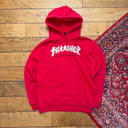Vintage Thrasher Red Skate Hoodie Sweatshirt - S