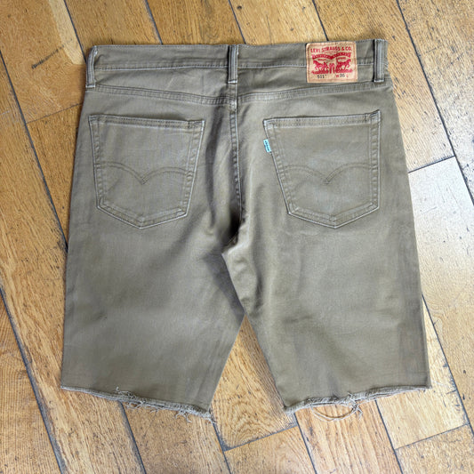 Vintage Levis 511 Slim Brown Denim Shorts - 36