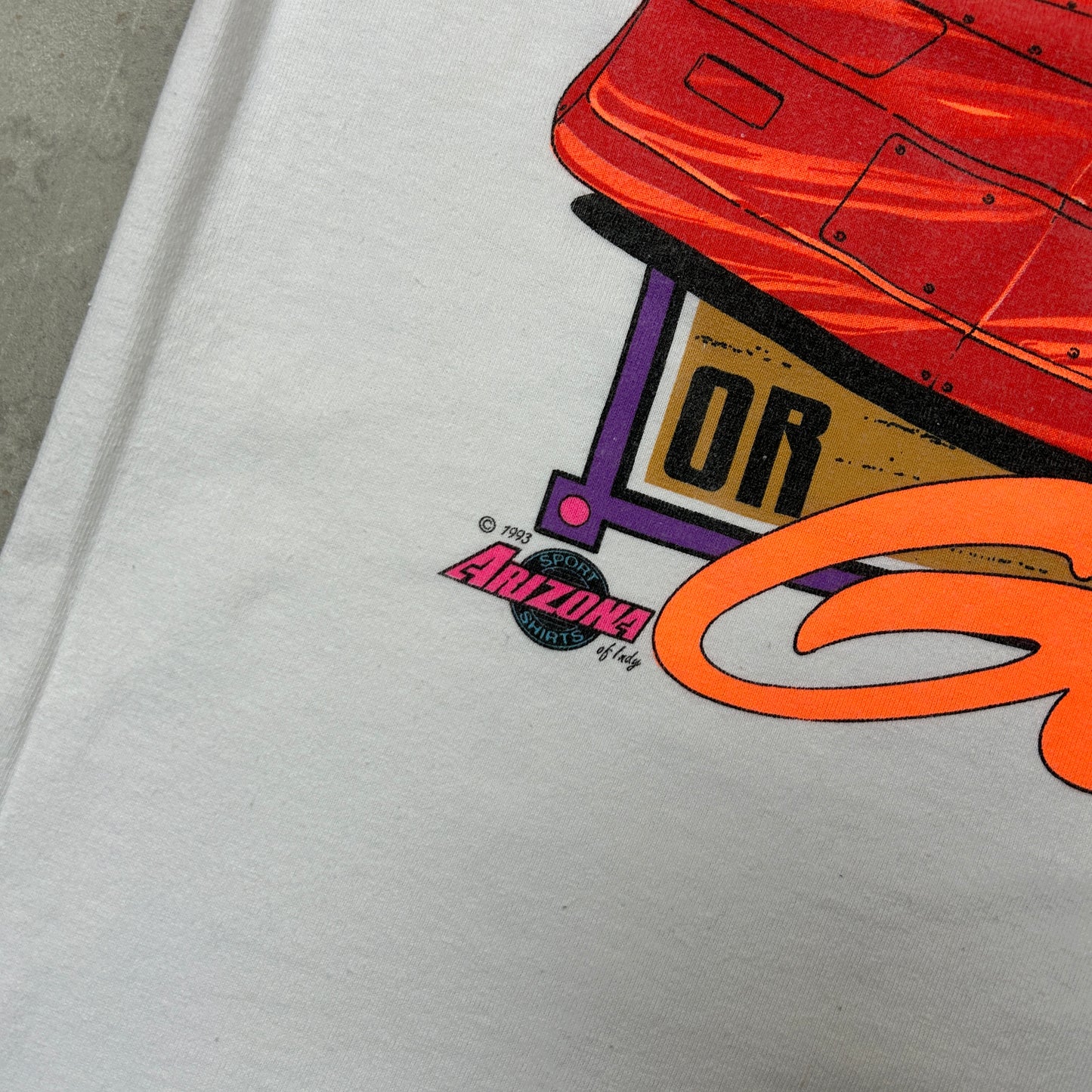Vintage 1993 Single Stitch Car Nascar Graphic White T-Shirt - S