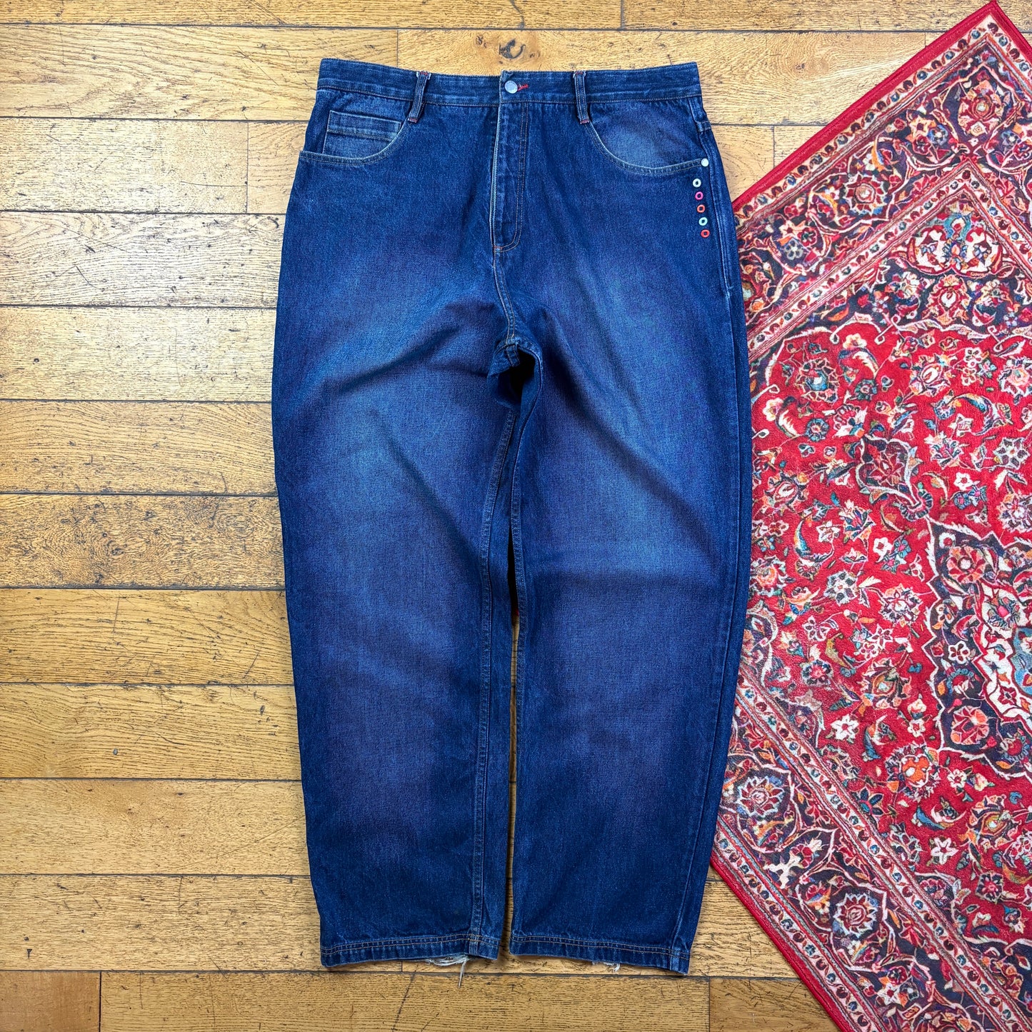 Vintage Coogi Blue Embroidered Y2K Hip Hop Baggy Jeans - 40