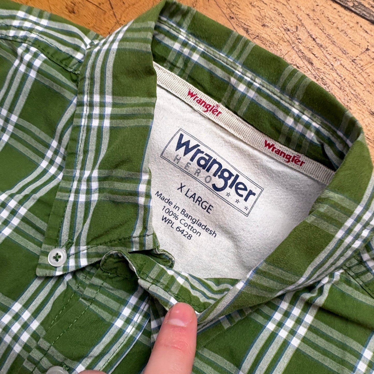 Vintage Wrangler Green Short Sleeve Check Shirt - XL