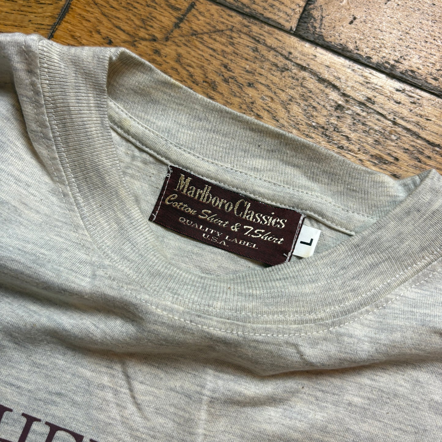 Vintage 1994 Marlboro Classics Grey Motorbike Single Stitch Graphic T-Shirt - L