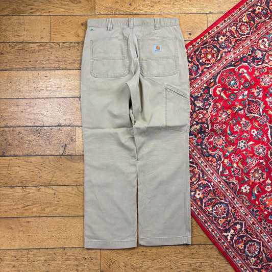 Vintage Carhartt Cream Workwear Carpenter Baggy Trousers - 32