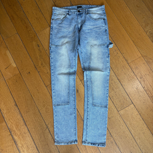 Vintage Double Knee Blue Slim Workwear Carpenter Jeans - 34