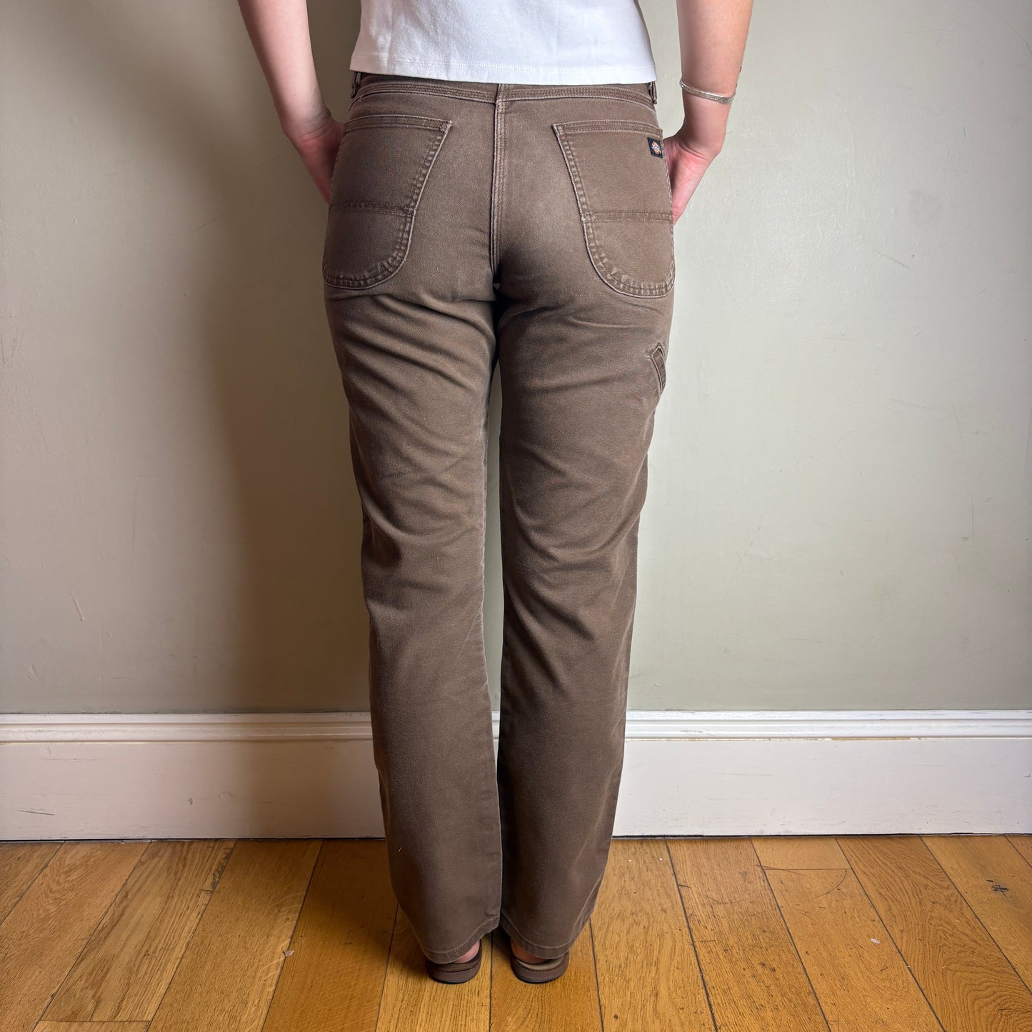 Vintage Dickies Brown Double Knee Workwear Carpenter Baggy Trousers - 30R