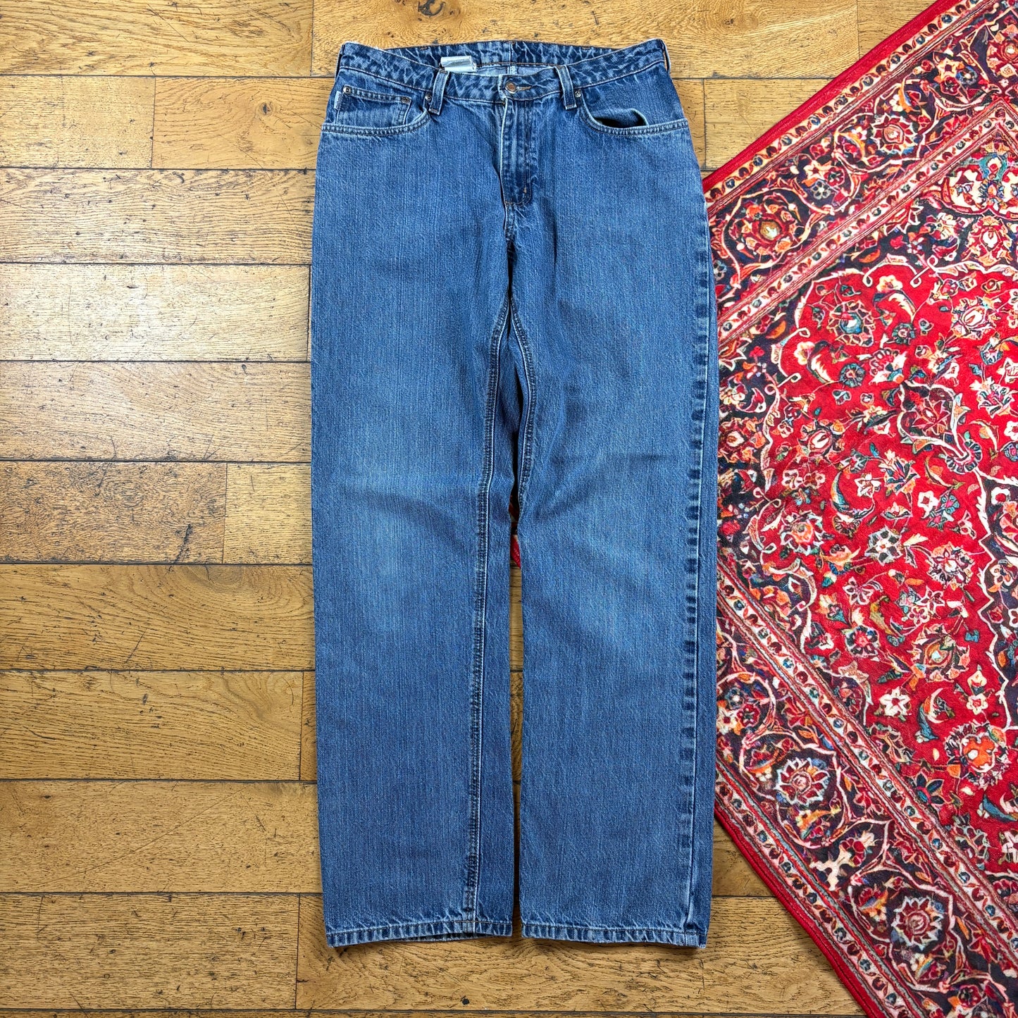 Vintage Carhartt Workwear Carpenter Baggy Blue Jeans - 32