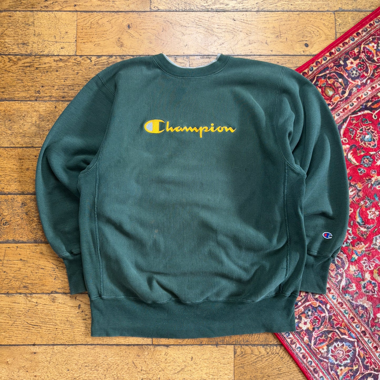 Vintage 90s Champion Green Embroidered Sweatshirt - XL
